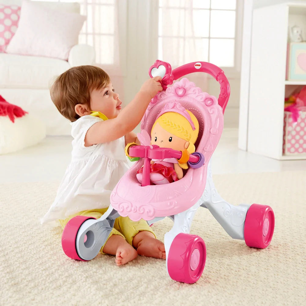 Princess Baby Walker & Doll Playset – Lights, Music & Push Stroller Toy (9 Months+)