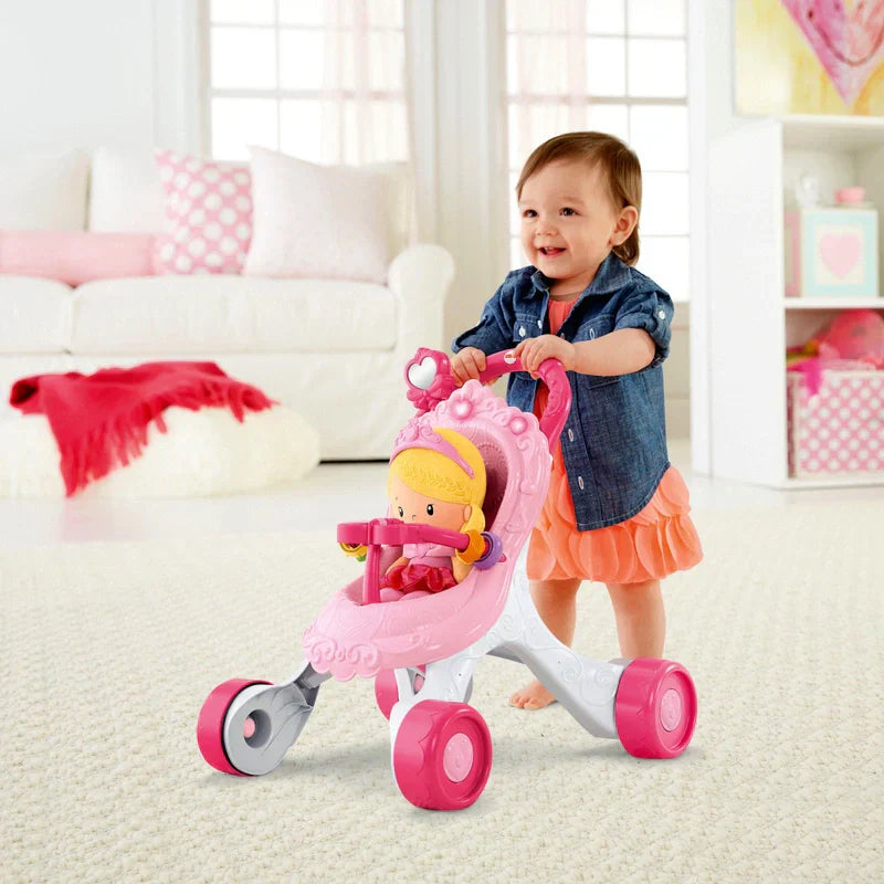 Princess Baby Walker & Doll Playset – Lights, Music & Push Stroller Toy (9 Months+)