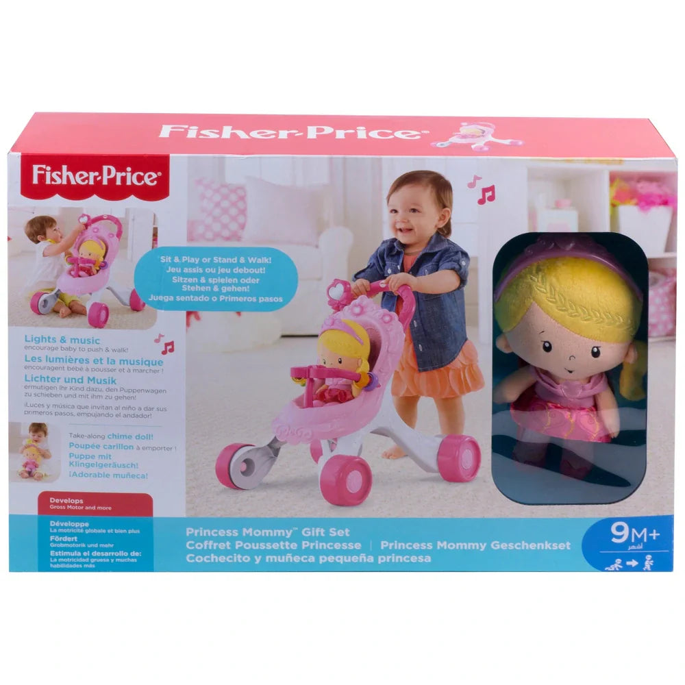 Princess Baby Walker & Doll Playset – Lights, Music & Push Stroller Toy (9 Months+)