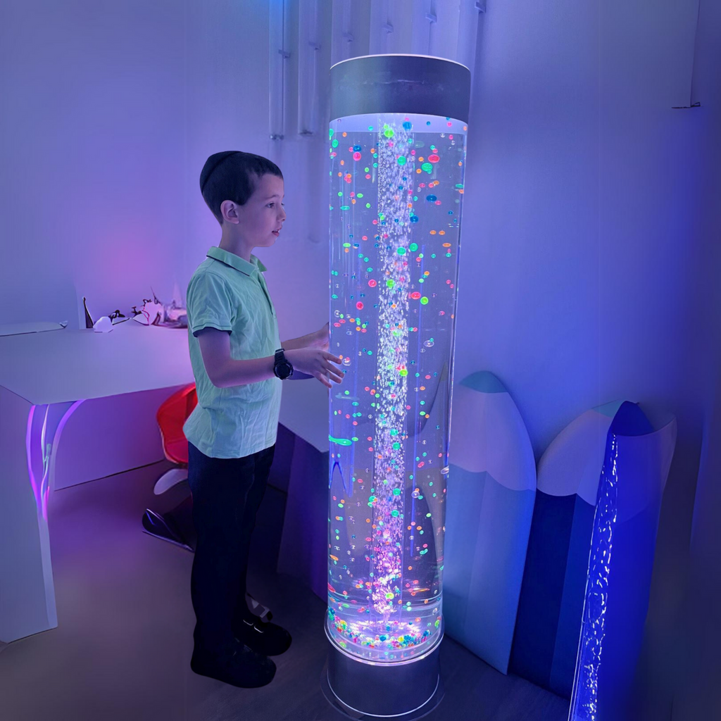 Playlearn Jumbo Bubble Tube Extra Wide with Floating Balls and Remote 1.5m Tall x 30cm Dia.