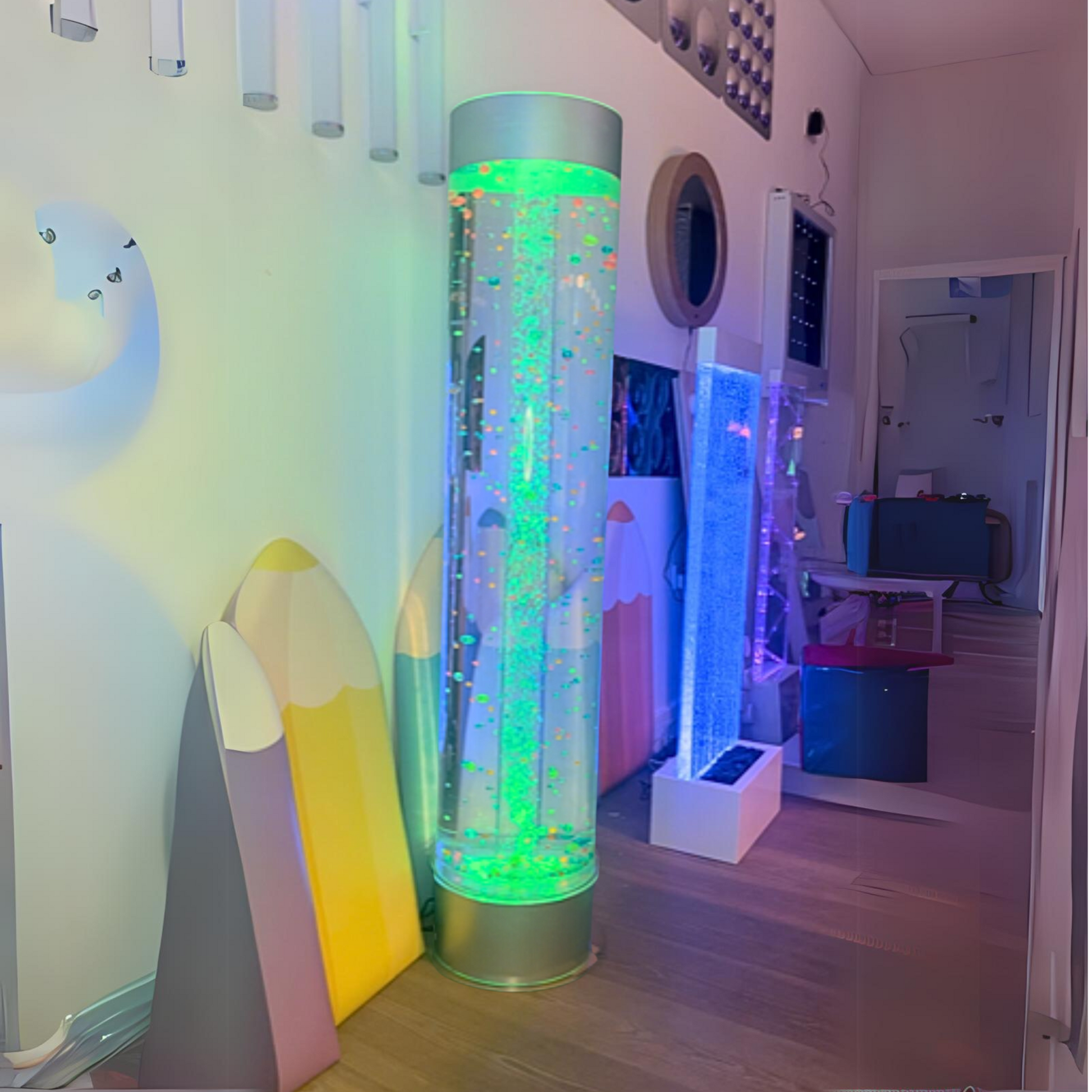 Playlearn Jumbo Bubble Tube Extra Wide with Floating Balls and Remote 1.5m Tall x 30cm Dia.