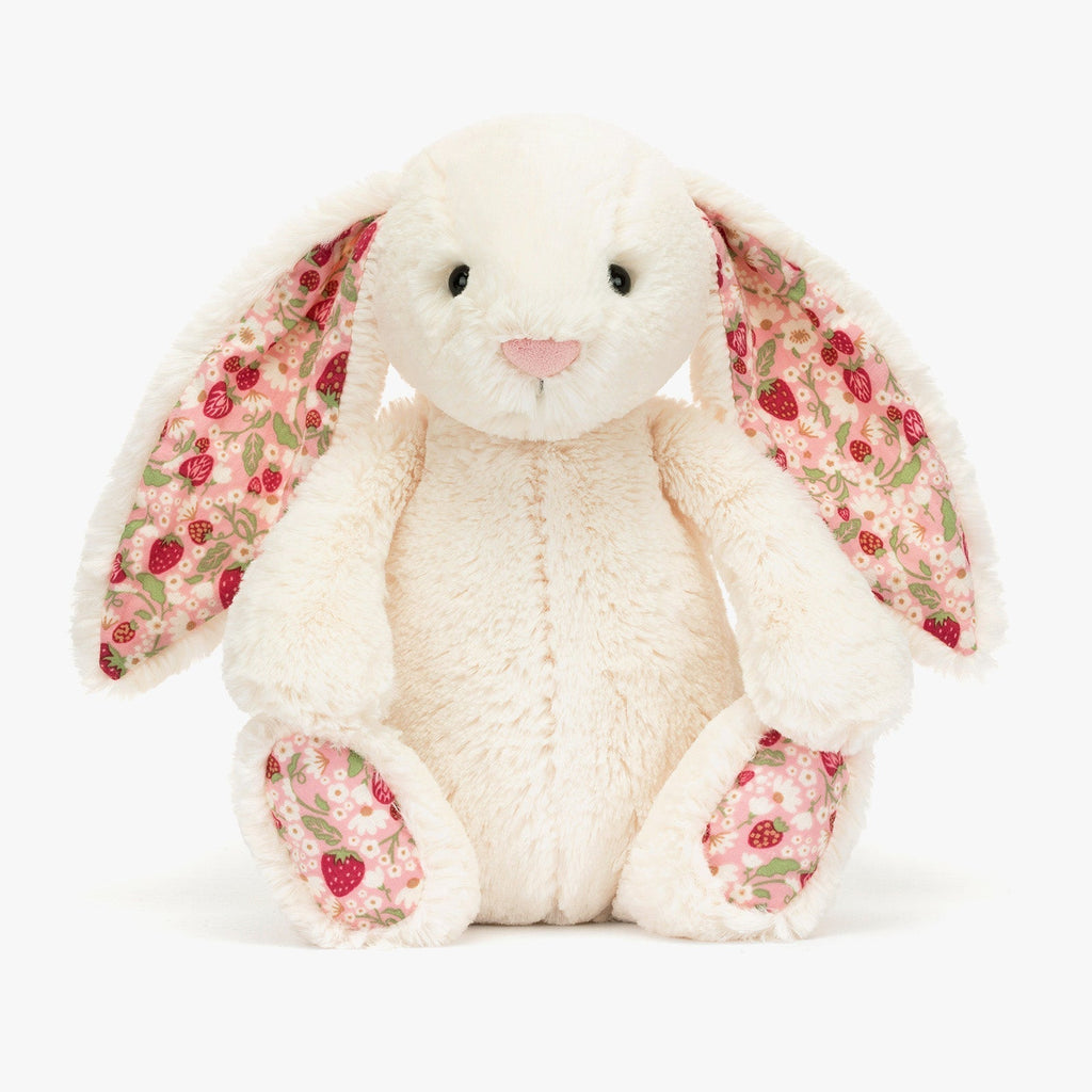 Strawberry Patch Plush Bunny – Soft Cuddly Toy with Floral Ears for Kids & Gifts