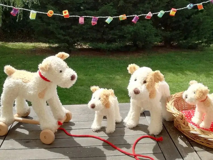 Plush Pull-Along Dog Toy Set – Soft Wooden Walking Dogs for Toddlers & Kids