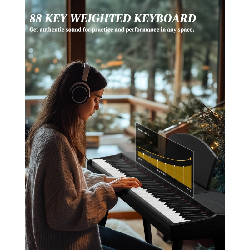 Glarry GPP-203 88 Key Full Size Semi-Weighted Standard Electric Digital Piano Black