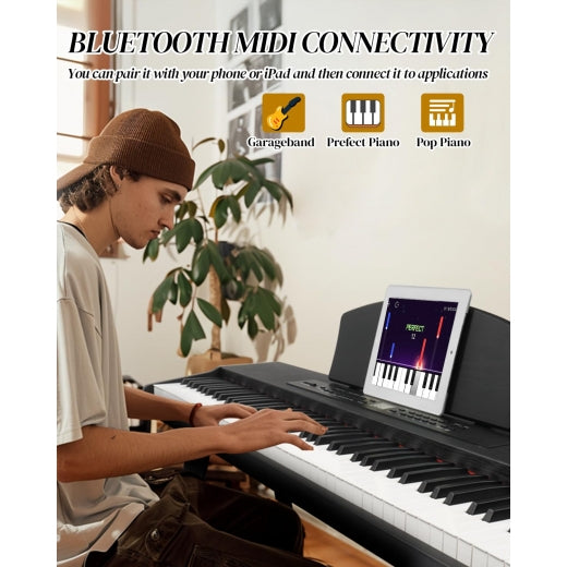 Glarry GPP-203 88 Key Full Size Semi-Weighted Standard Electric Digital Piano Black